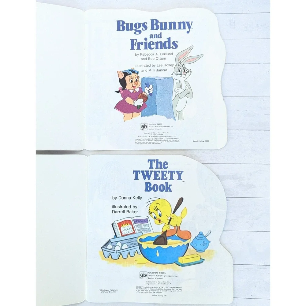 Vtg Looney Tunes Bugs Bunny Tweety Bird Golden Shape Books Paperback- Lot of 2